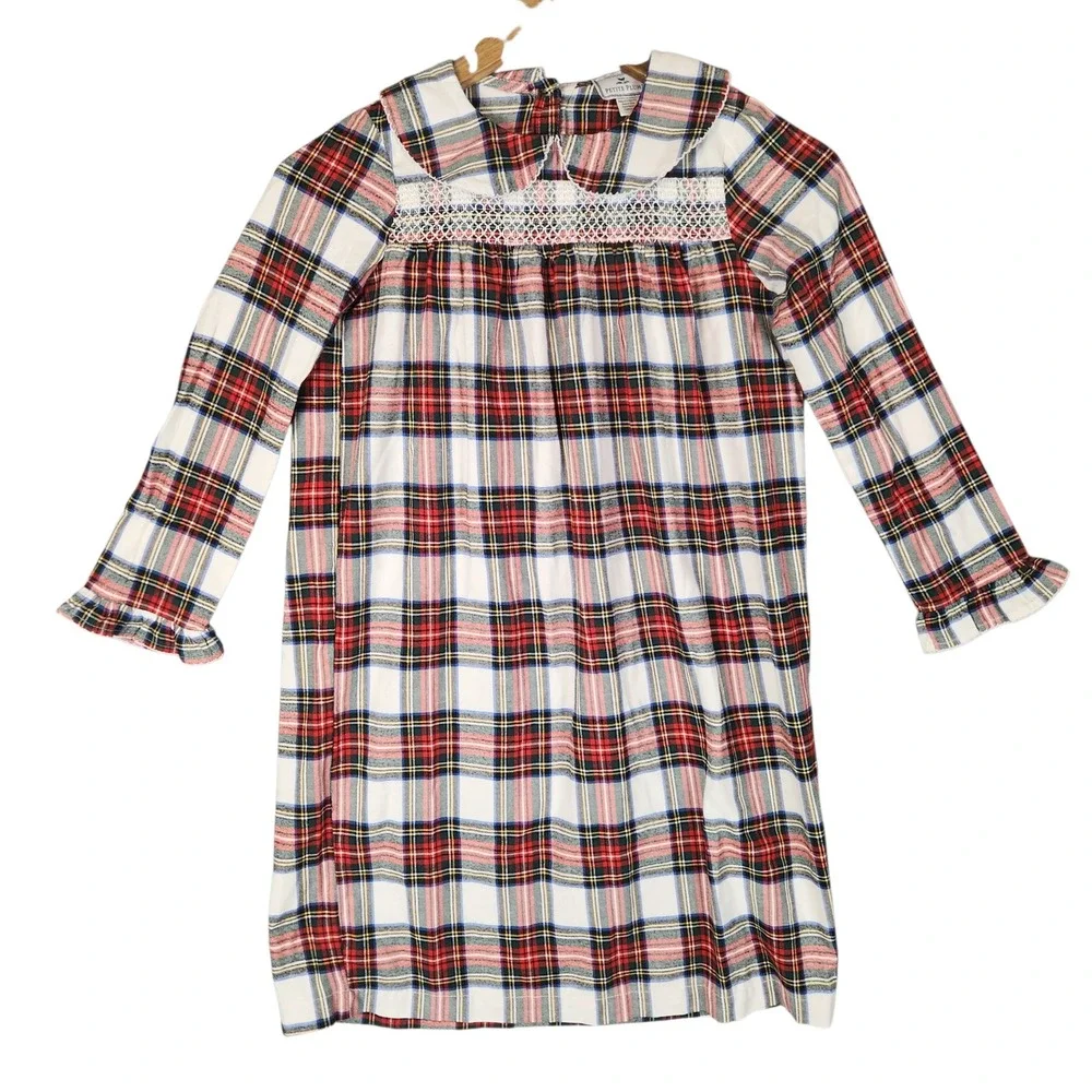 Petite Plume Nightgown‎ Girl's 8 Multicolor Plaid Smocked Preppy Classic Holiday